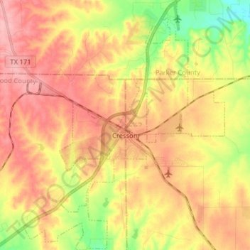 Cresson topographic map, elevation, terrain