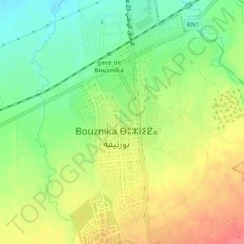 Bouznika topographic map, elevation, terrain