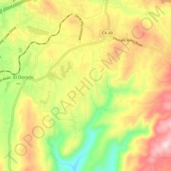 Diamond Springs topographic map, elevation, terrain