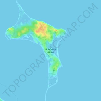 Gardiners Island topographic map, elevation, terrain