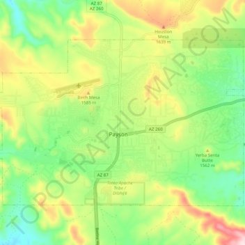 Payson town limits topographic map, elevation, terrain