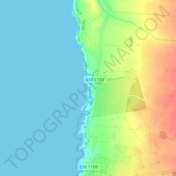 Praia da Samoqueira topographic map, elevation, terrain