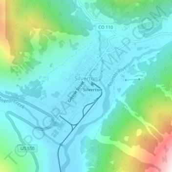 Silverton topographic map, elevation, terrain