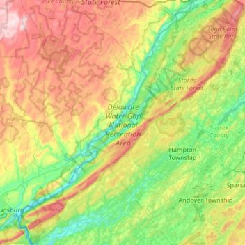 Delaware Water Gap National Recreation Area topographic map, elevation, terrain
