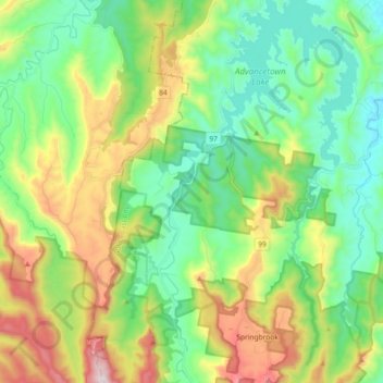 Nerang River topographic map, elevation, terrain