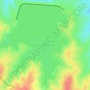 Aurora Reservoir topographic map, elevation, terrain