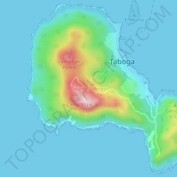 Taboga topographic map, elevation, terrain