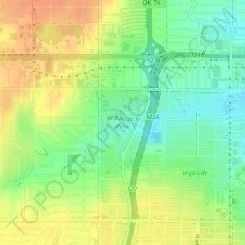 Will Rogers Park topographic map, elevation, terrain