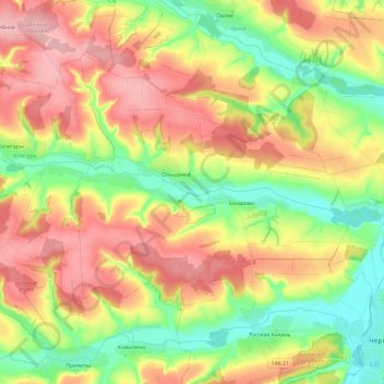Ольшанка topographic map, elevation, terrain
