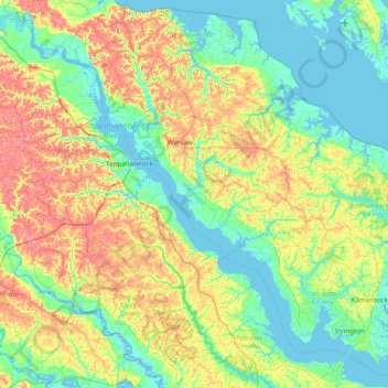 Rappahannock River topographic map, elevation, terrain