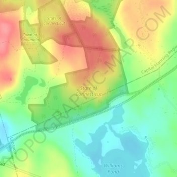 State of Connecticut topographic map, elevation, terrain