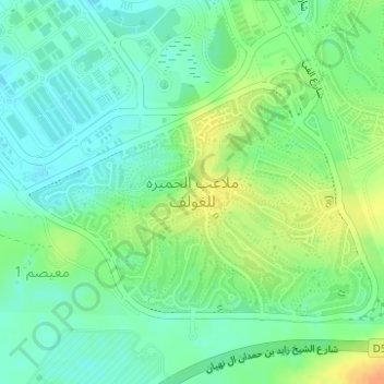 Jumeirah Golf Estates topographic map, elevation, terrain