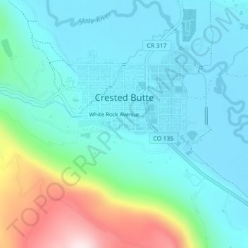 Crested Butte topographic map, elevation, terrain