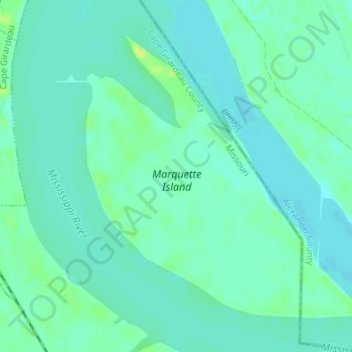 Marquette Island topographic map, elevation, terrain