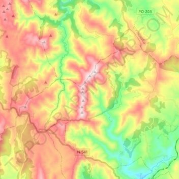 Montes do Testeiro topographic map, elevation, terrain