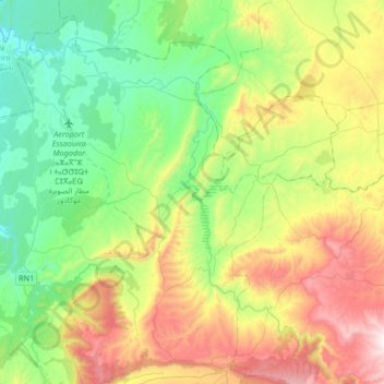 Oued Ksob topographic map, elevation, terrain