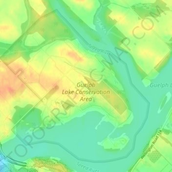 Guelph Lake Conservation Area topographic map, elevation, terrain