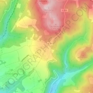 Erl topographic map, elevation, terrain
