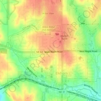 Elkhorn City Park topographic map, elevation, terrain