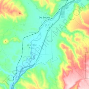 De Beque topographic map, elevation, terrain
