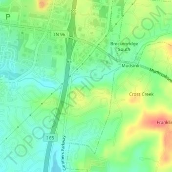 Carrington Hills Pond topographic map, elevation, terrain