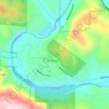 Redway topographic map, elevation, terrain