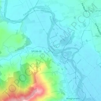 Fiume Volturno Topographic Map, Elevation, Terrain