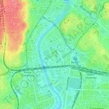 Monte Testaccio topographic map, elevation, terrain