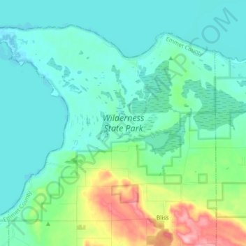 Wilderness State Park topographic map, elevation, terrain