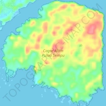 Pulau Sempu topographic map, elevation, terrain