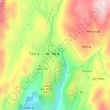 Cascata Castro Laboreiro topographic map, elevation, terrain