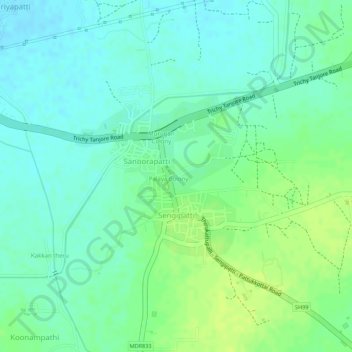 Sengipatti topographic map, elevation, terrain