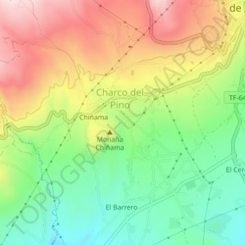 Charco del Pino topographic map, elevation, terrain