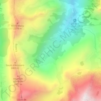 Lac de Liantran topographic map, elevation, terrain