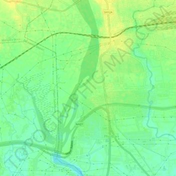 Mahananda River topographic map, elevation, terrain