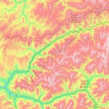 Lochsa River topographic map, elevation, terrain