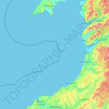 Cardigan Bay topographic map, elevation, terrain