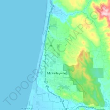 McKinleyville topographic map, elevation, terrain