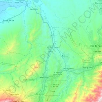 Motatán topographic map, elevation, terrain