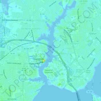 Hampton River topographic map, elevation, terrain