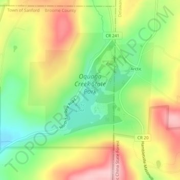 Oquaga Creek State Park topographic map, elevation, terrain