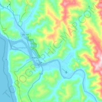 Klamath topographic map, elevation, terrain