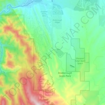 Roxborough Park topographic map, elevation, terrain