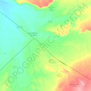 Round Rock topographic map, elevation, terrain