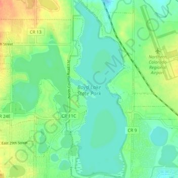 Boyd Lake State Park topographic map, elevation, terrain