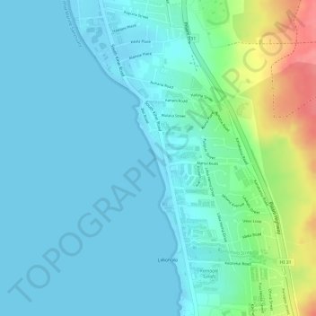 Kamaole I Beach topographic map, elevation, terrain