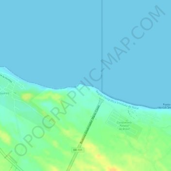 Praia do Cajueiro topographic map, elevation, terrain
