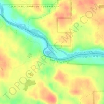 Menominee River topographic map, elevation, terrain