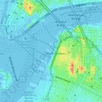 Brooklyn Bridge Park topographic map, elevation, terrain