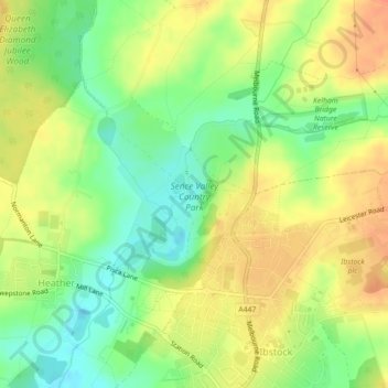 Sence Valley Country Park topographic map, elevation, terrain